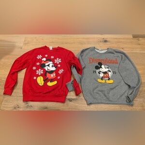 Disney Sweatshirt Bundle | Mickey Christmas Red & Disneyland 1955 Mickey Gray